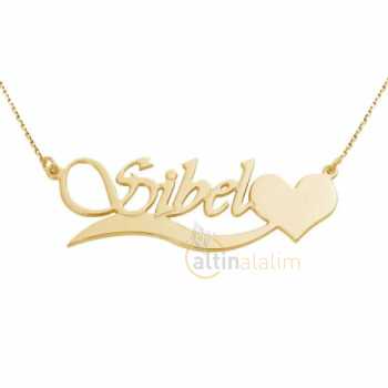 İsimli Kalpli Altın Kolye - d8i00020