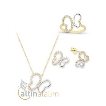 Kelebekli 3 lü Mini Altın Set - kk03016