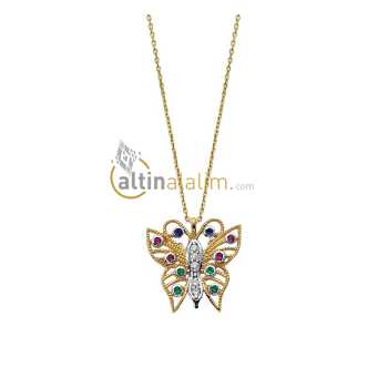 Altın Kelebek Kolye - kk01255