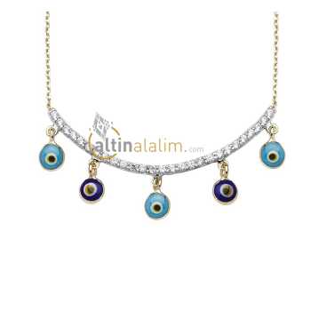 Altın Nazar Boncuklu Kolye - kk01322