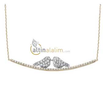 Altın 2'li Kuş Kolye - kk01324