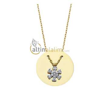 Altın Kar Tanesi Plaka Kolye - kk01351