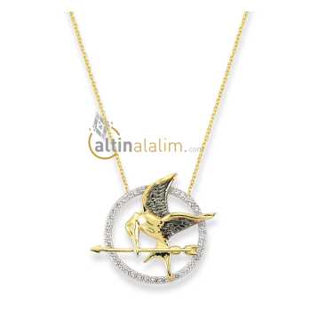 Altın Oklu Kuş Kolye - kk01464